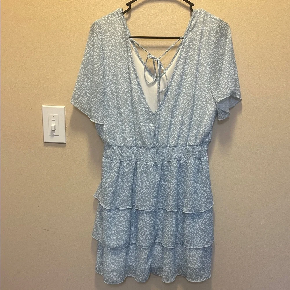 Leopard Blue Ruffle Dress - Picture 3 of 4